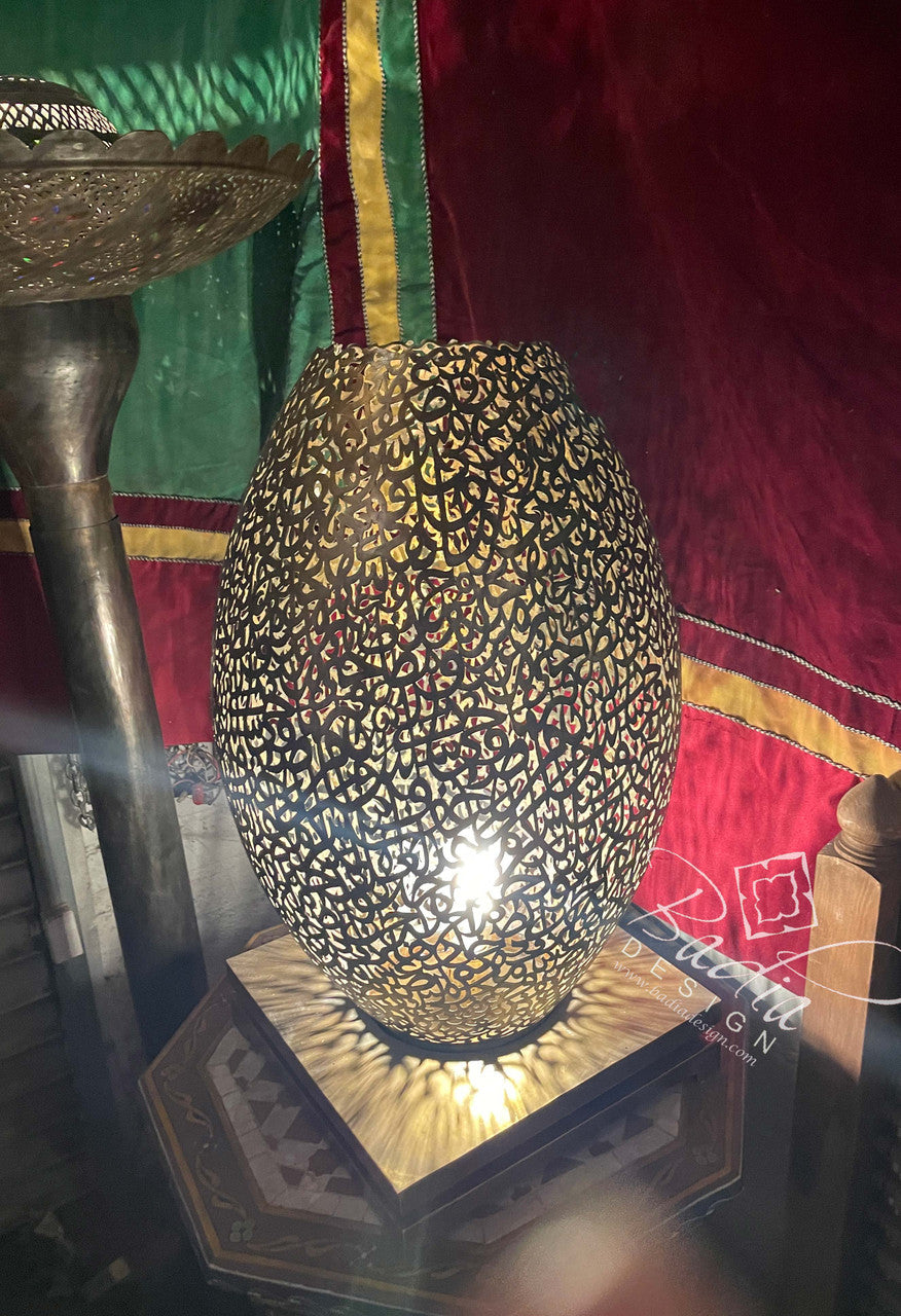 Brass Desktop Lantern with Square Base