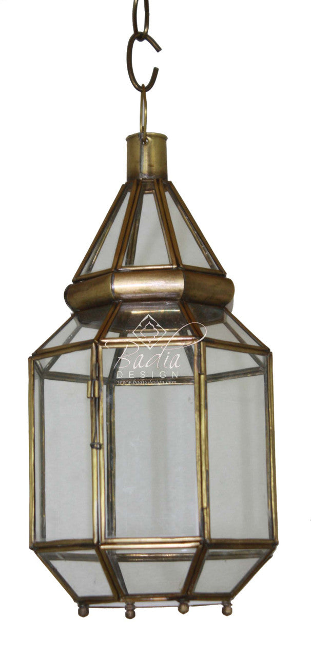 Brass Floor Lantern with Clear Glass