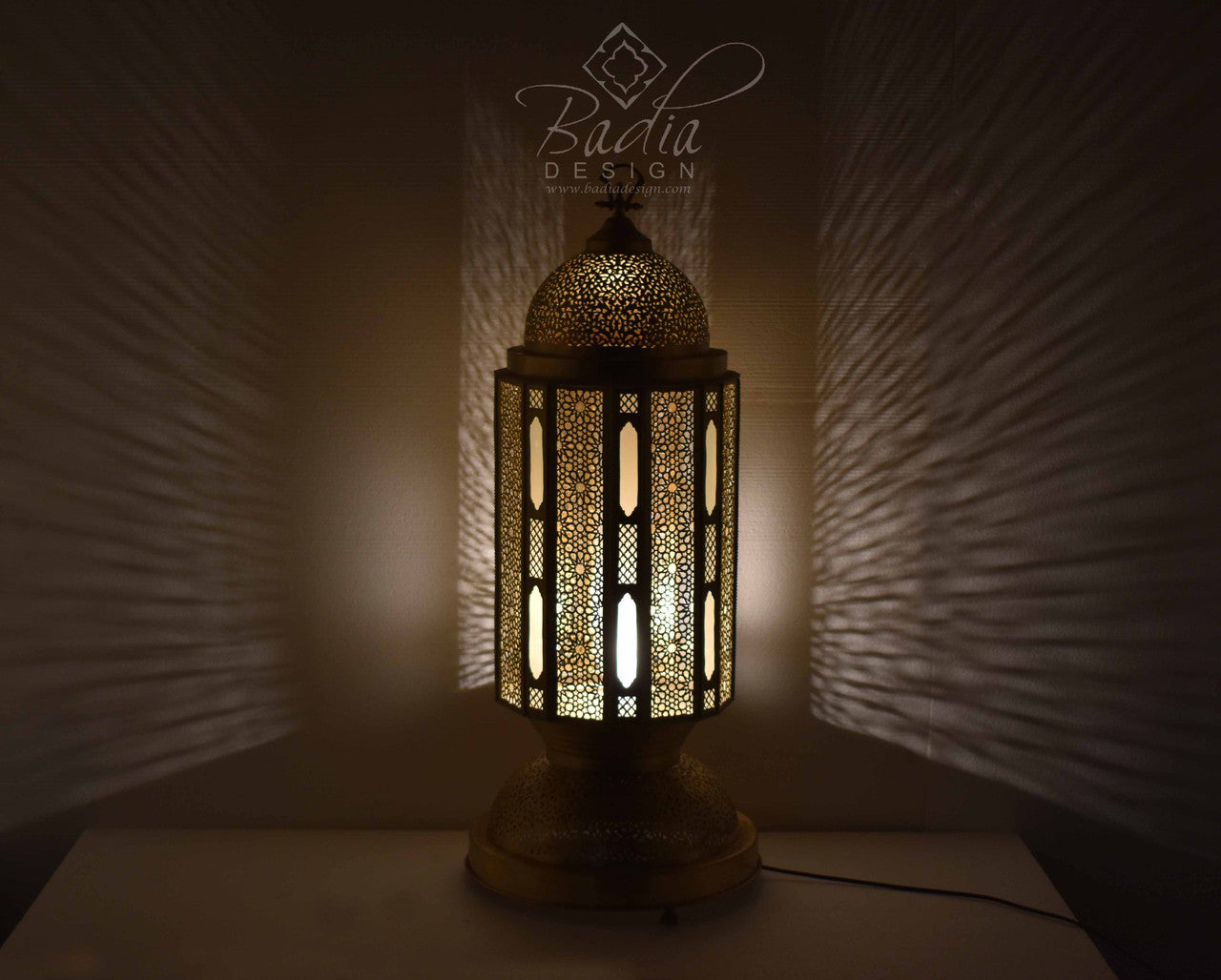 Brass Floor Lantern with White Glass