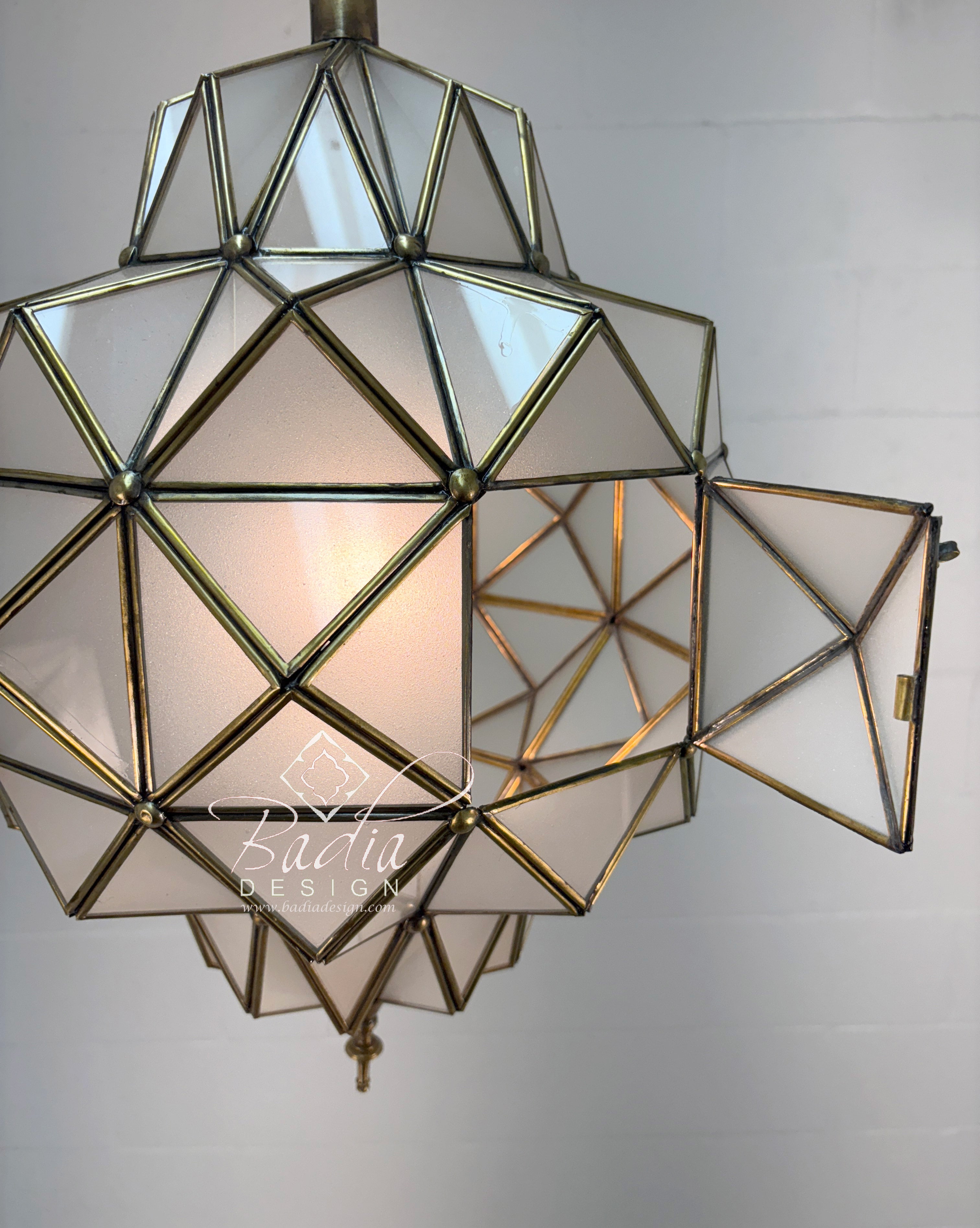Brass Frame White Glass Hanging Lantern