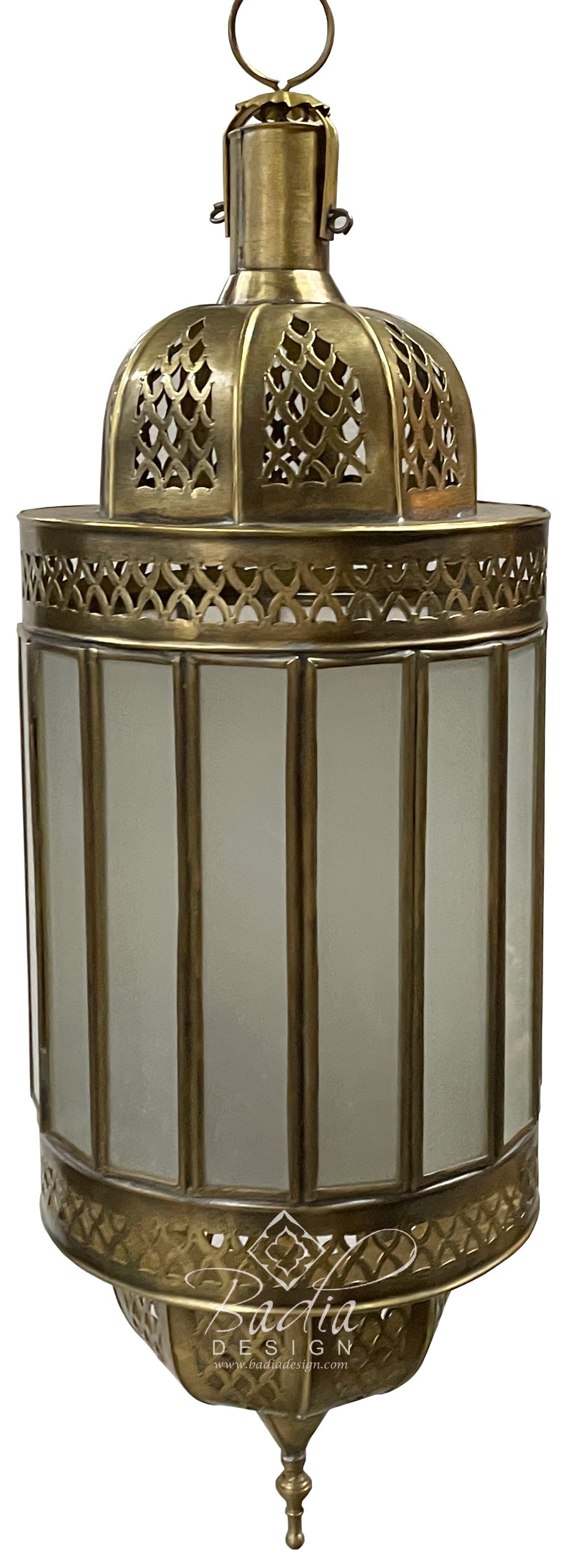 Brass Lantern with White Glass