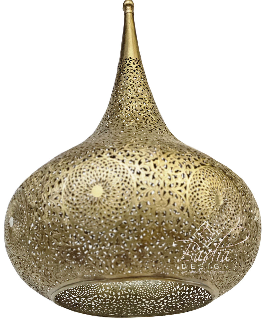 Hand Punched Teardrop Shaped Brass Lantern
