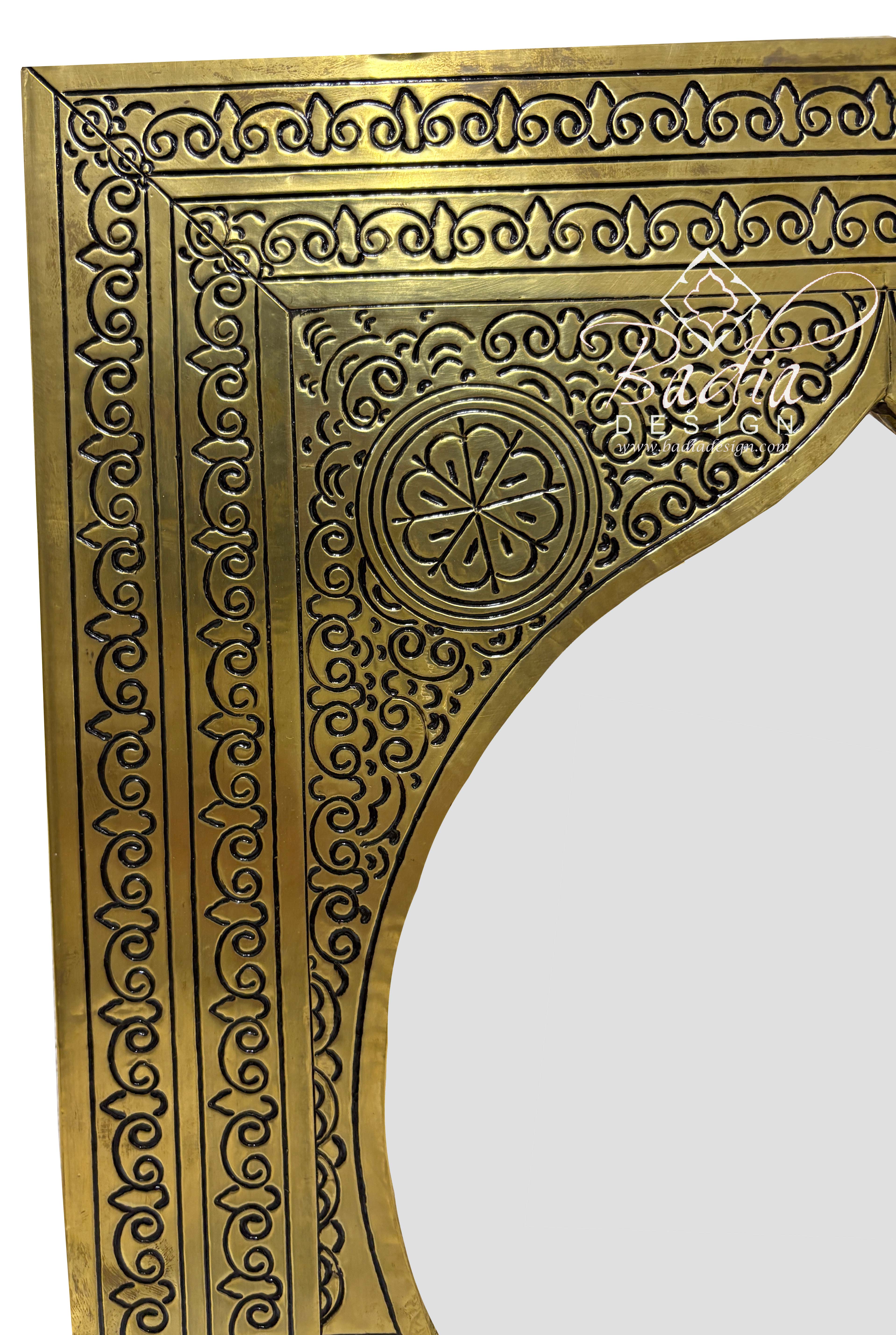 Rectangular Shaped Brass Engraved Mirror
