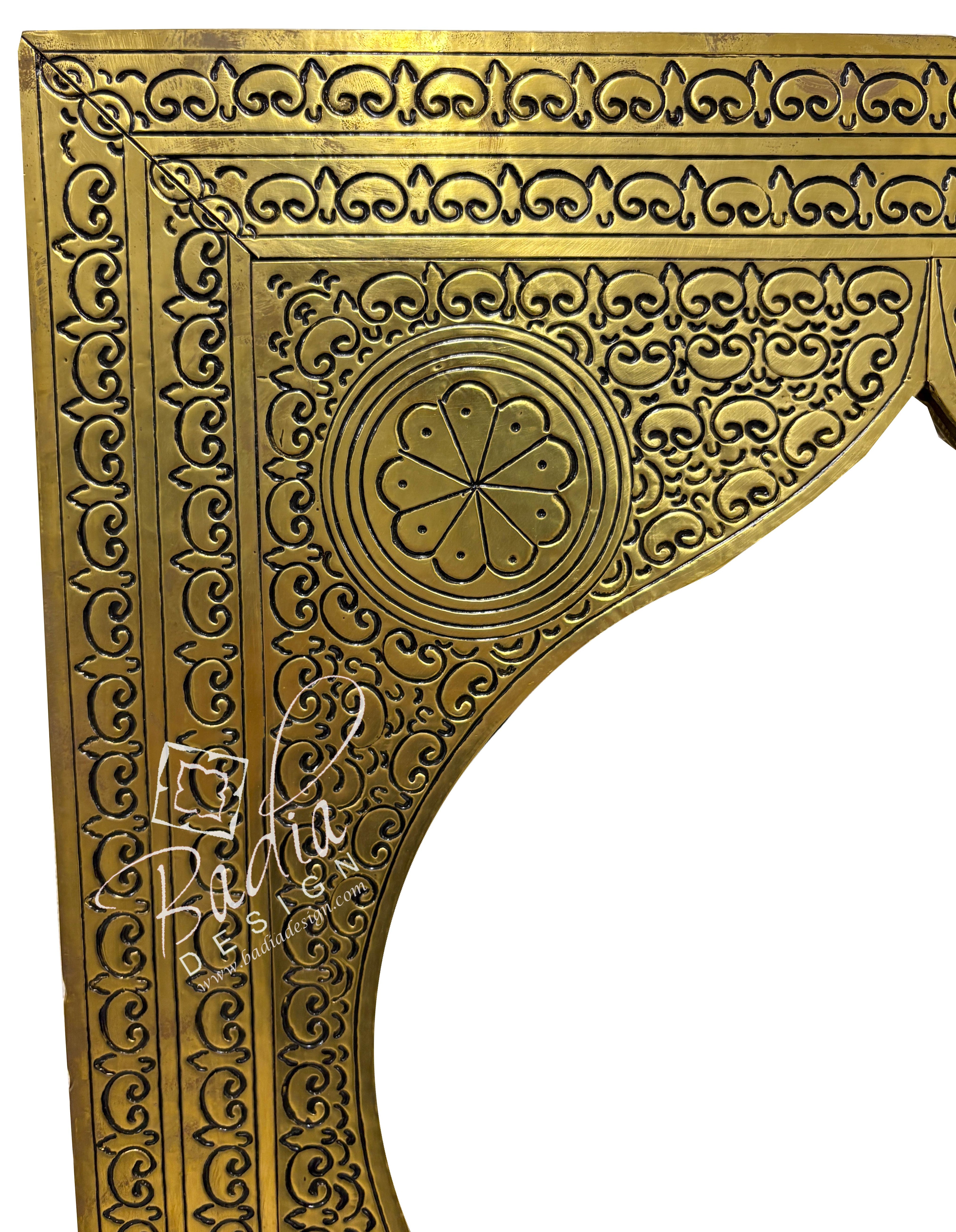 Tall Rectangular Shaped Brass Engraved Mirror