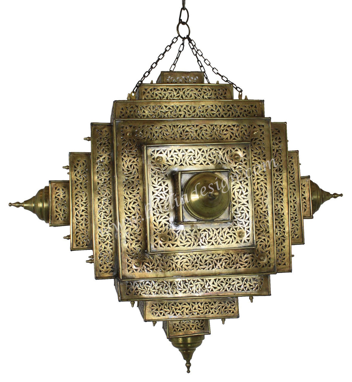 Square Layered Brass Moroccan Lantern
