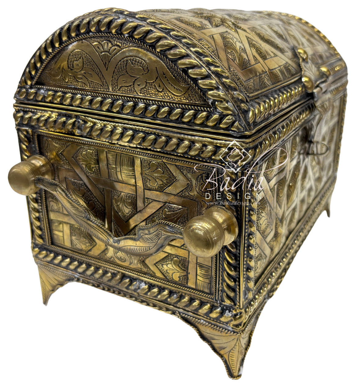 Artisanal Moroccan Brass Treasure Chest
