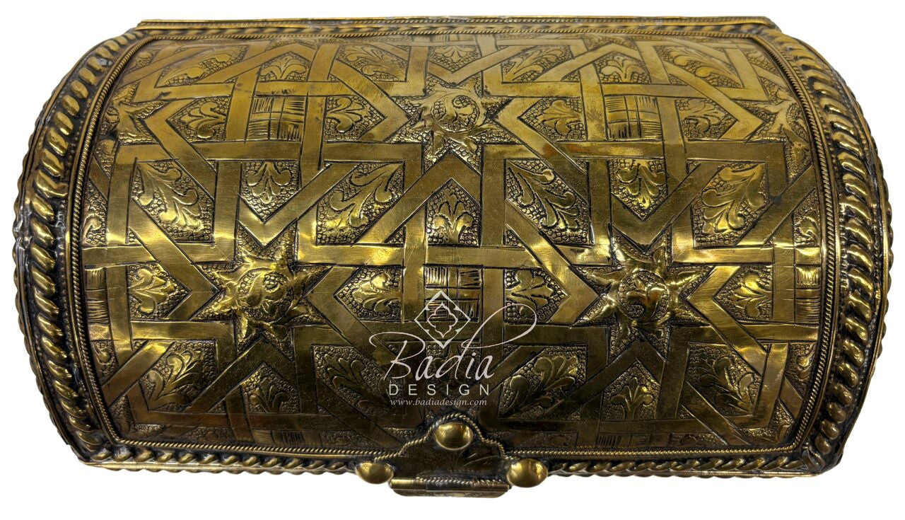 Artisanal Moroccan Brass Treasure Chest