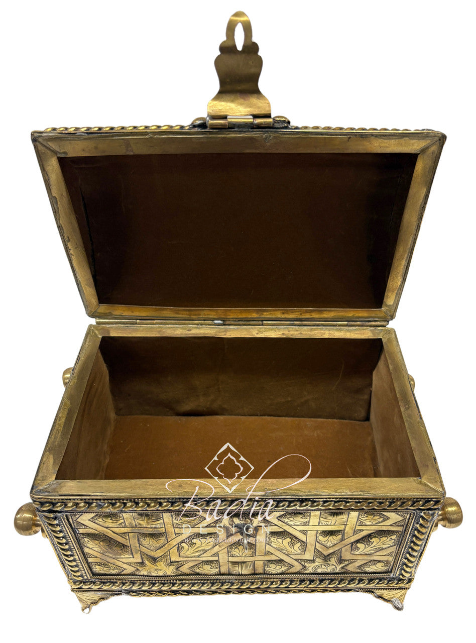 Artisanal Moroccan Brass Treasure Chest