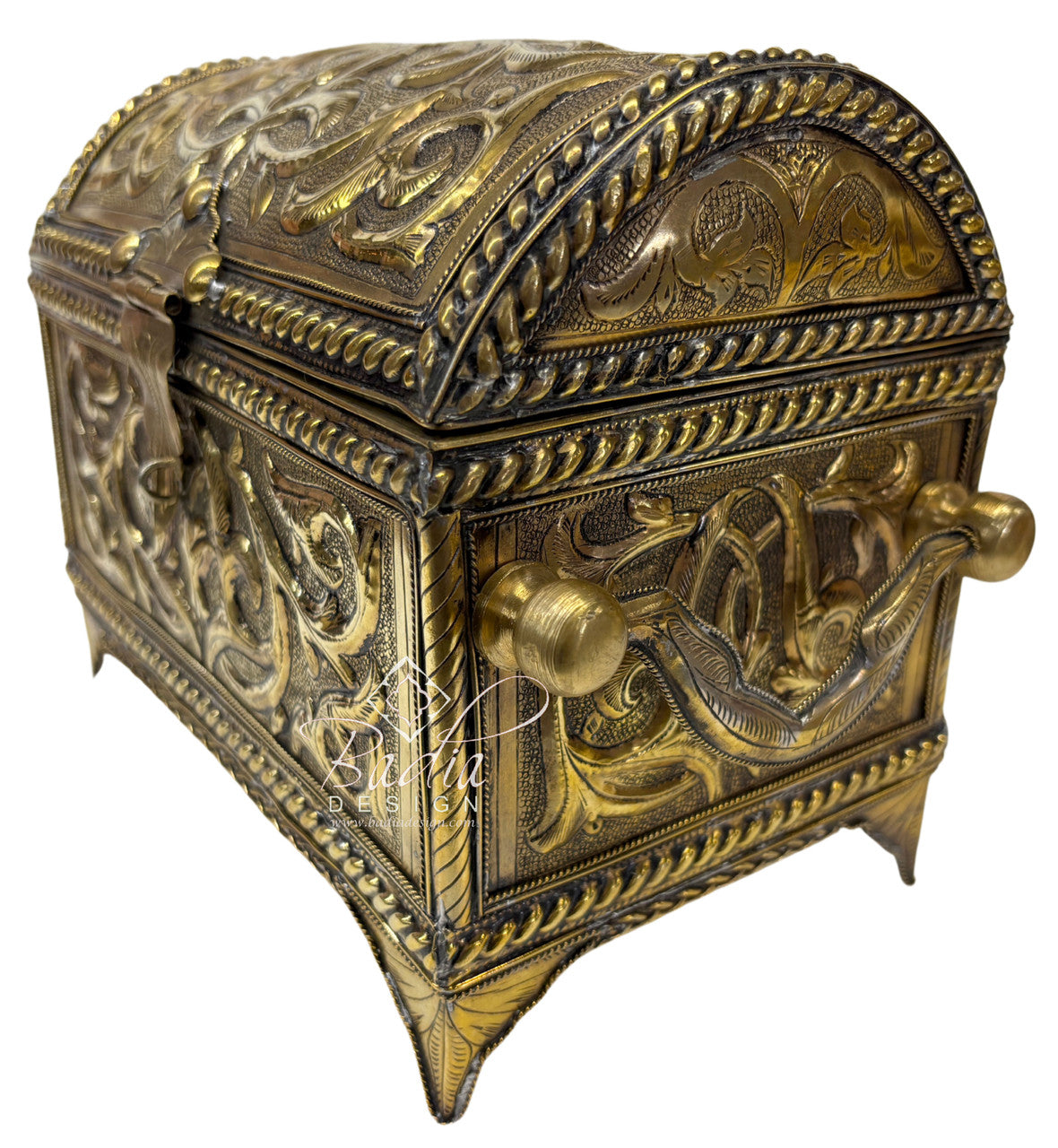 Artisanal Moroccan Brass Treasure Chest