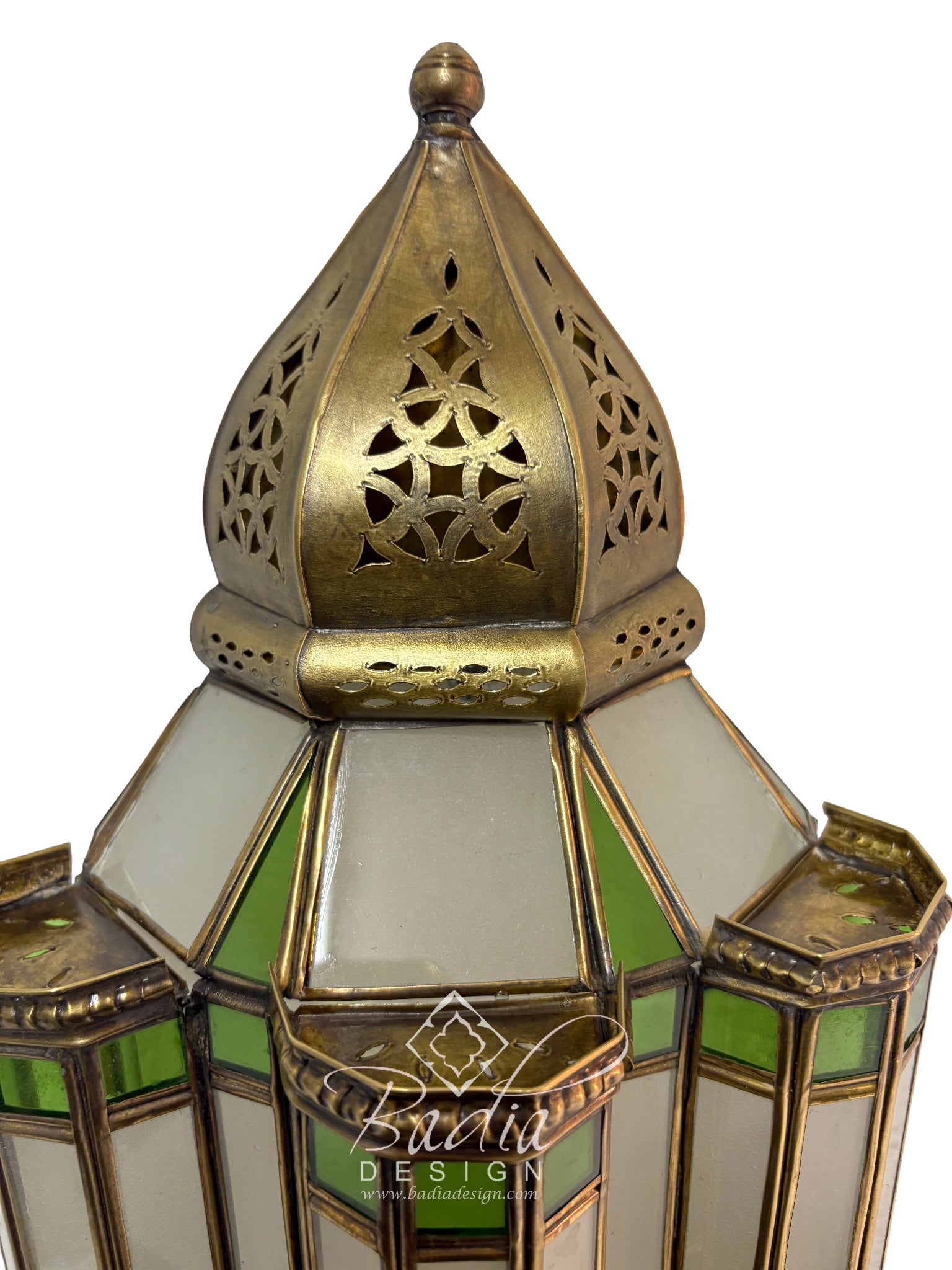 Brass Wall Sconce with Green and Red Glass Panels