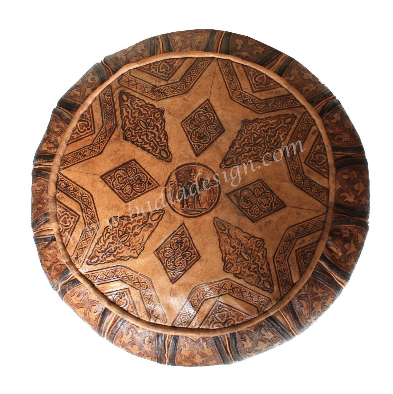 Carved Premium Leather Pouf