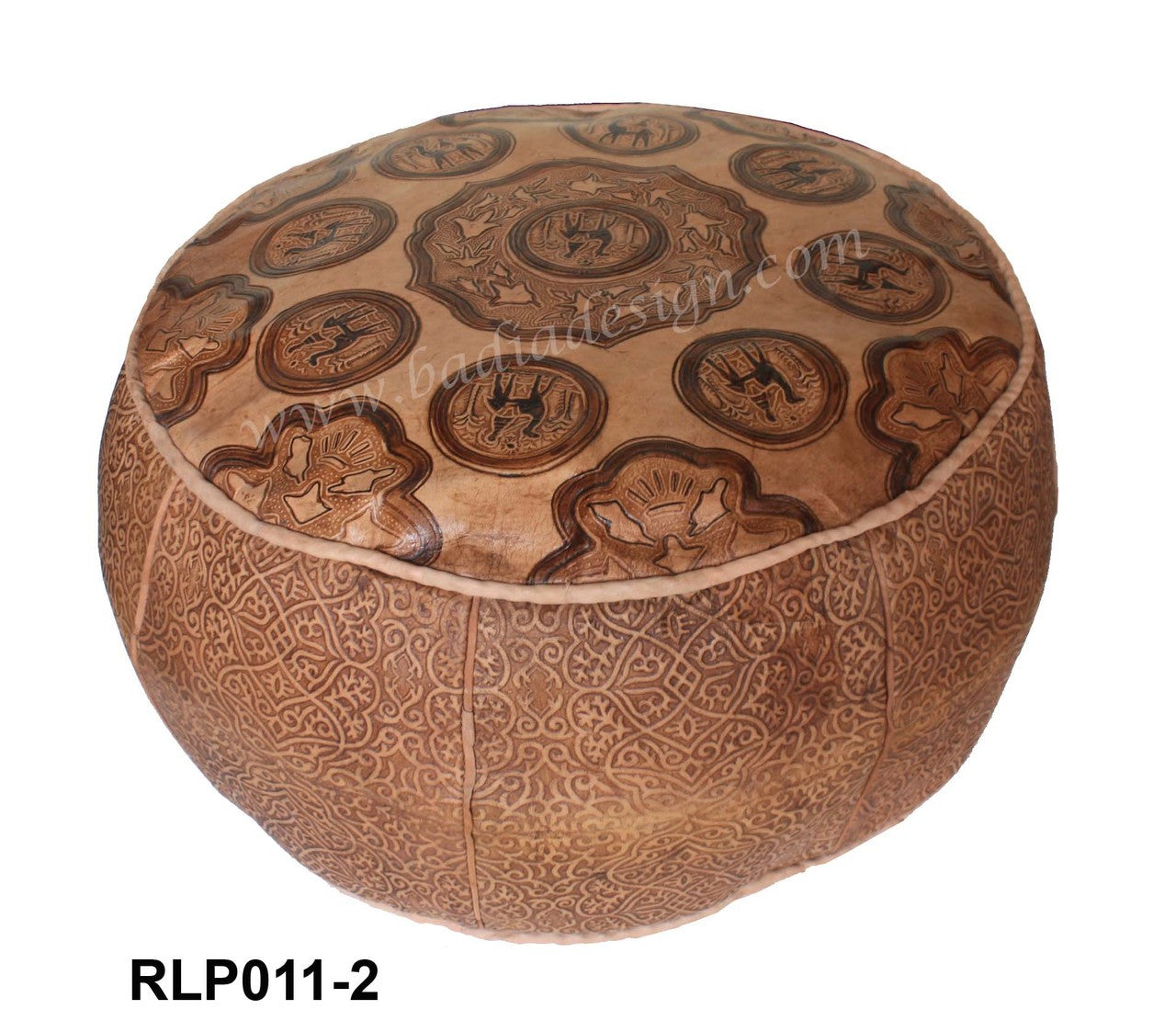 Carved Premium Leather Pouf