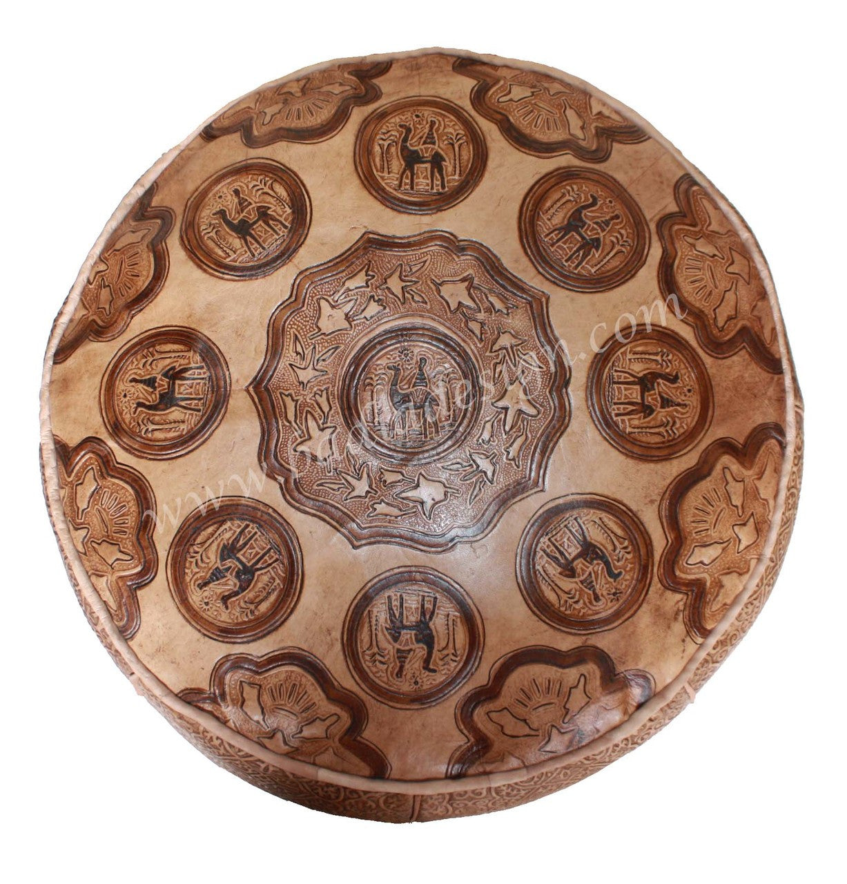 Carved Premium Leather Pouf