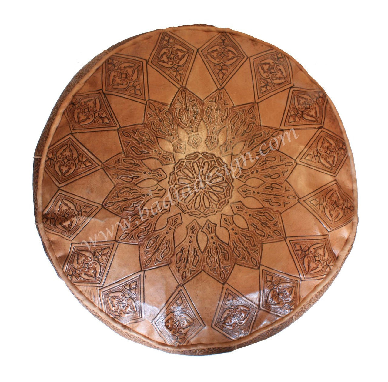 Carved Premium Leather Pouf
