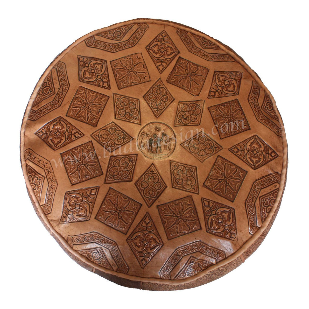 Carved Premium Leather Pouf