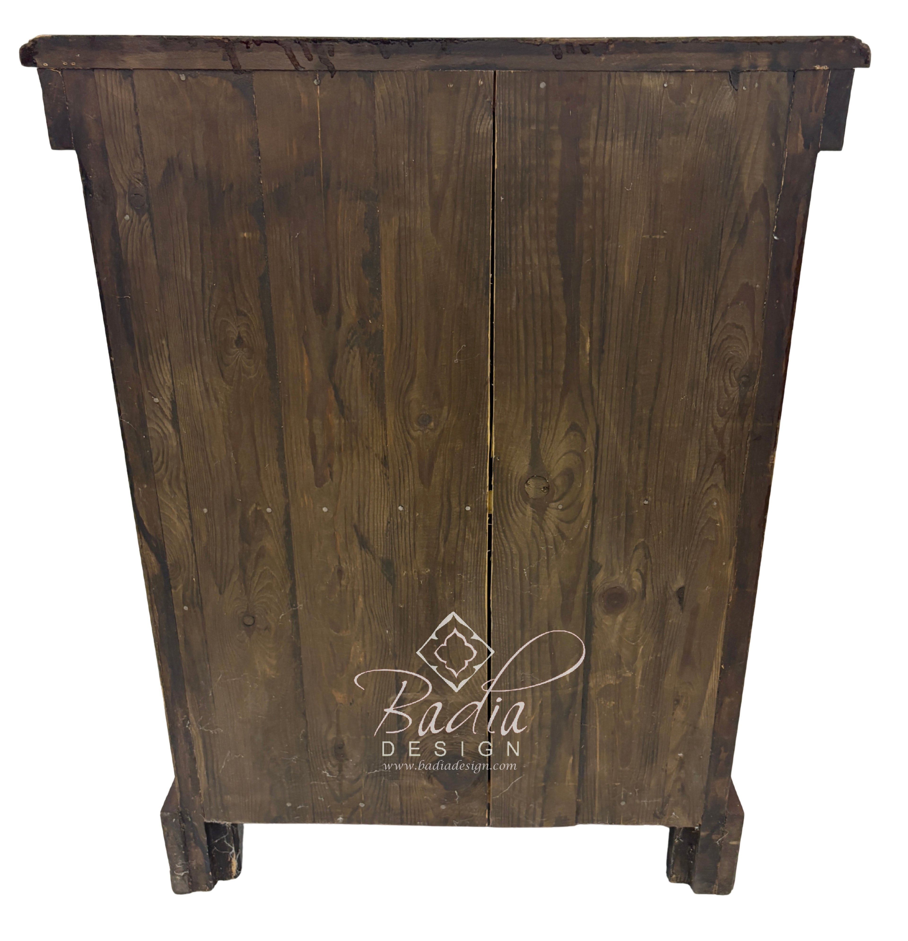 Carved Wood Bone Inlay Dark Stained Dresser