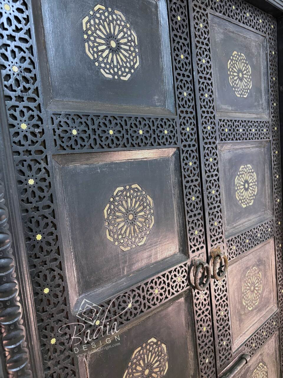 Hand Carved and Wood Bone Inlay Door