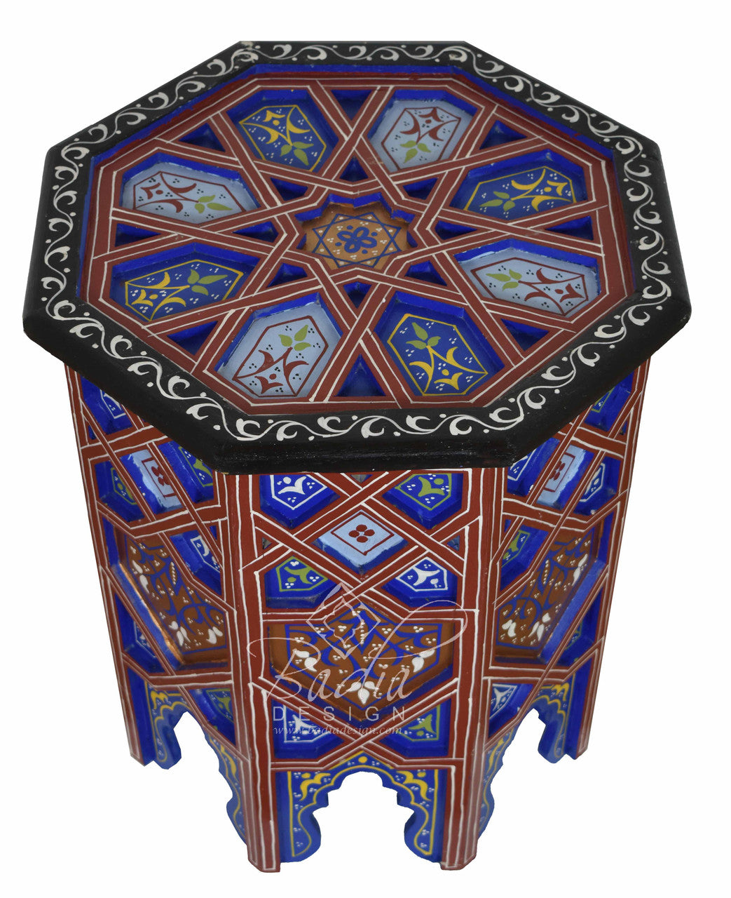 Carved Wood Hand Painted Side Table