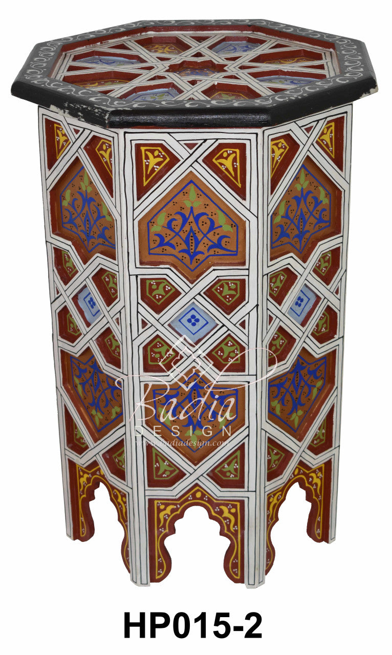 Carved Wood Hand Painted Side Table