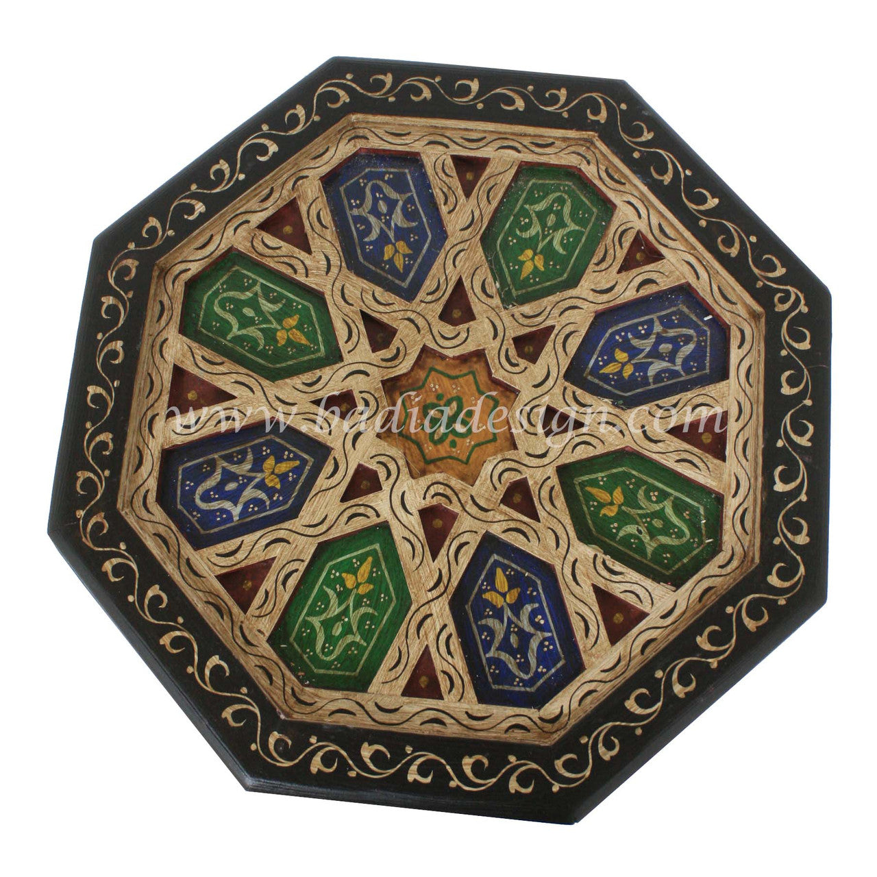 Carved Wood Hand Painted Side Table