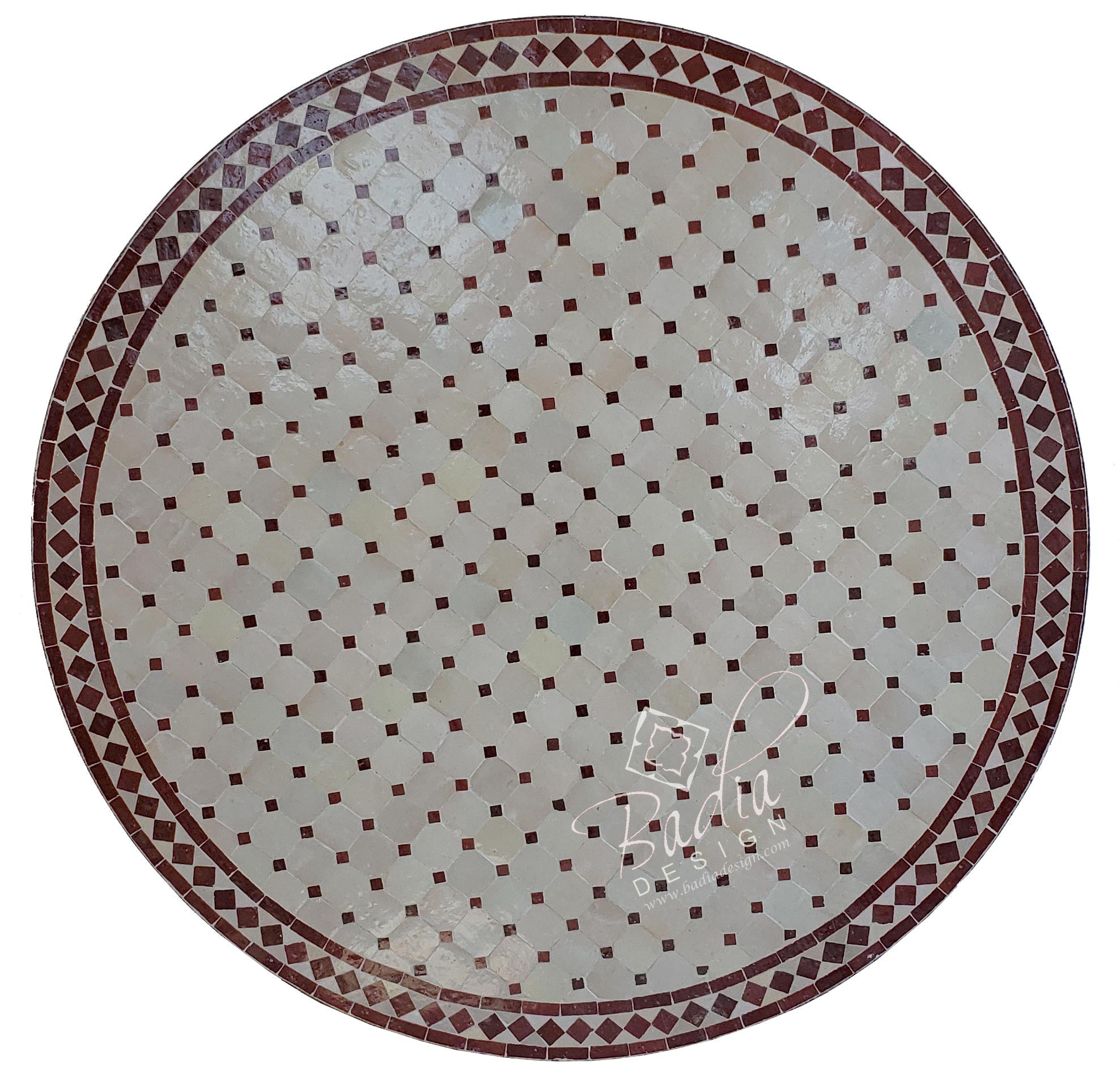 48" Brick Red and Beige Mosaic Tile Table Top