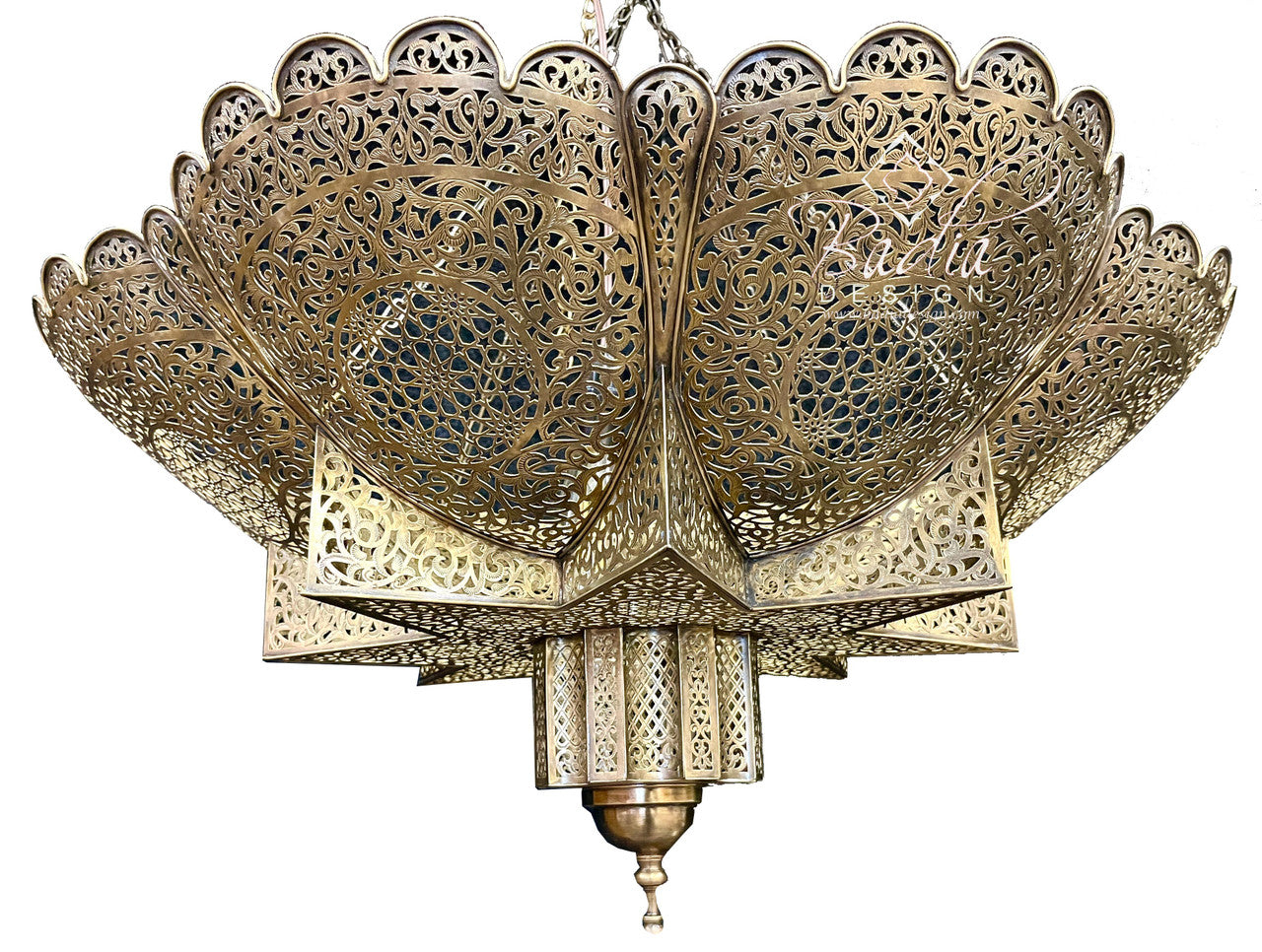 Intricately Designed Brass Chandelier