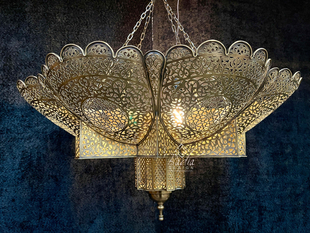 Intricately Designed Brass Chandelier