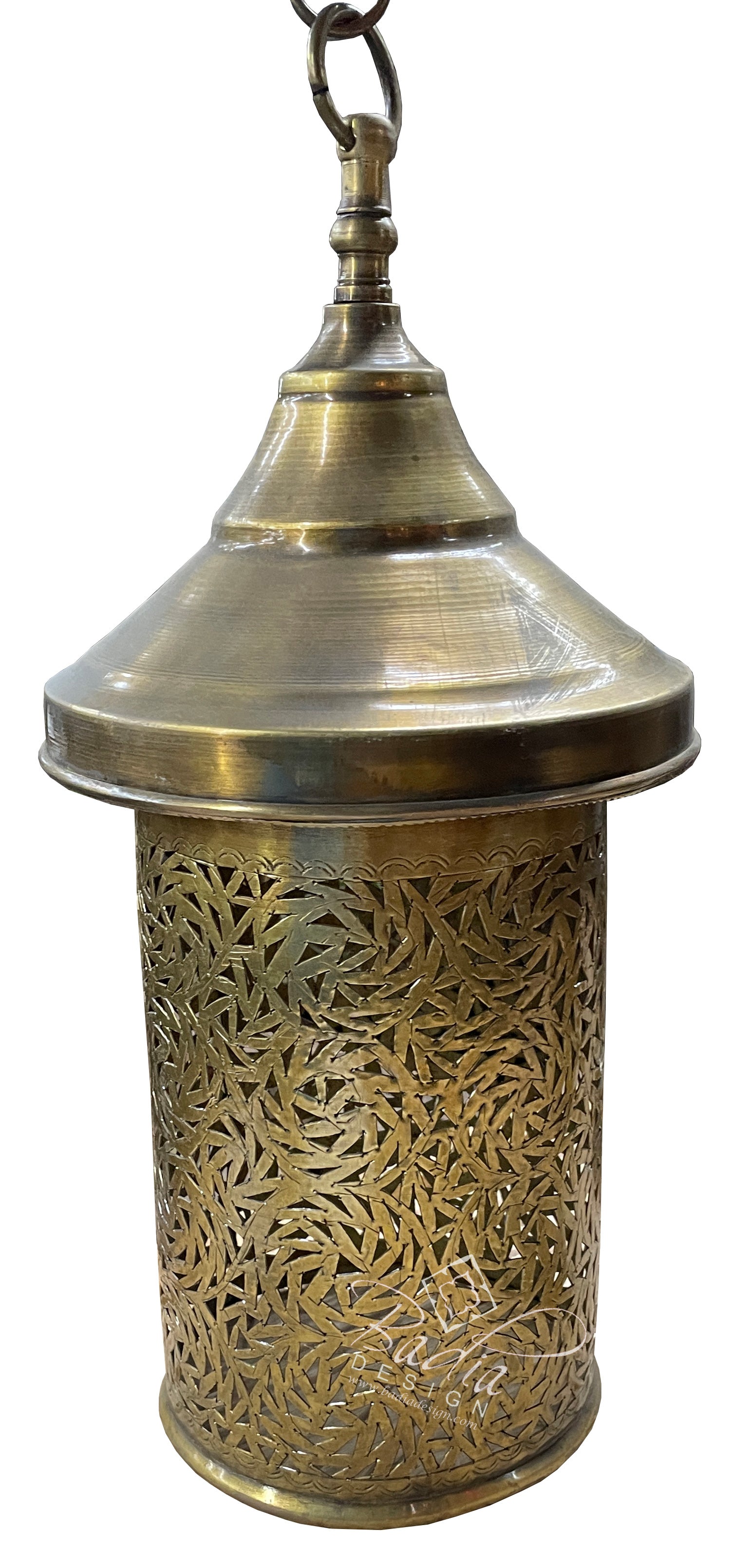 Intricately Designed Cylinder Shaped Brass Lantern