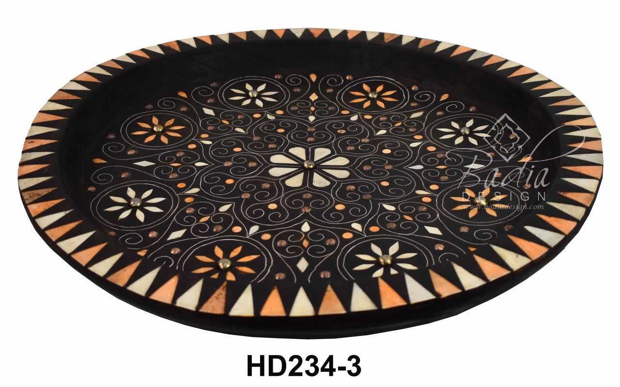 Decorative Wooden Metal and Bone Bowl
