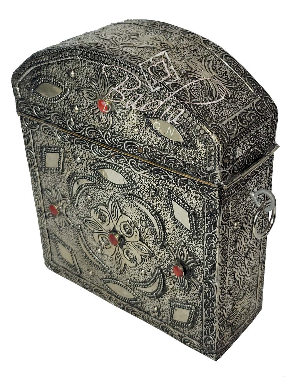 Decorative Embossed Metal Trinket Container