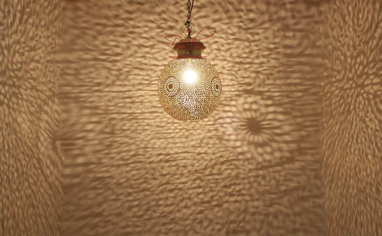 Intricate Design Round Brass Lantern