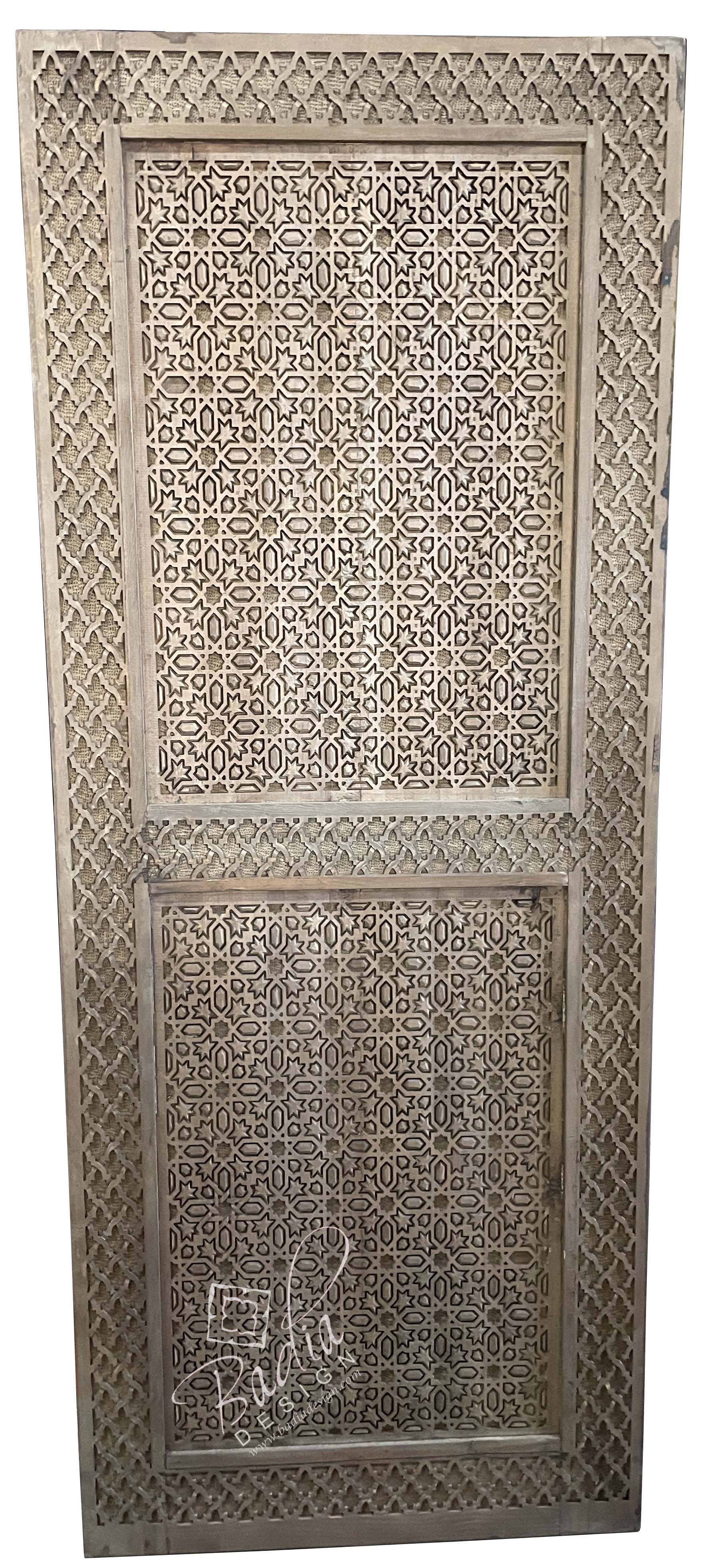 Moroccan Designed Hand Carved Wooden Door - CWD035