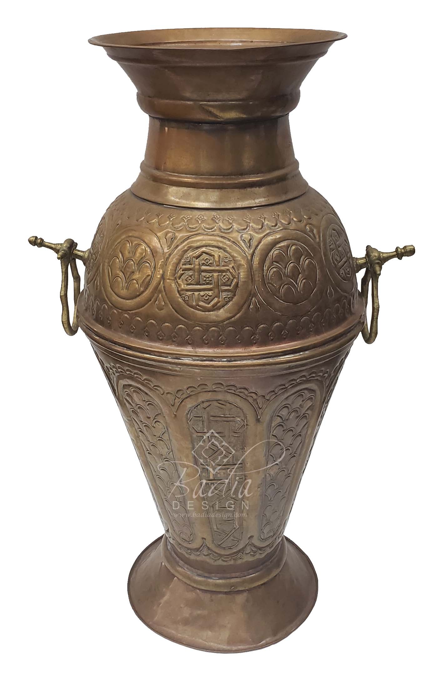 Hand Forged Embossed Bronze Metal Urn