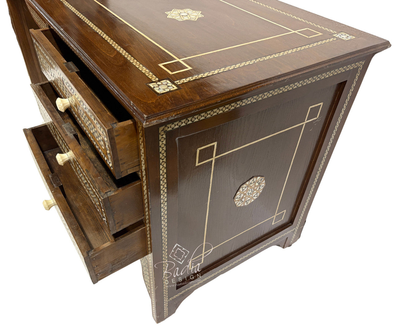 Hand Carved Cedar Mother of Pearl Bone Inlay Executive Desk