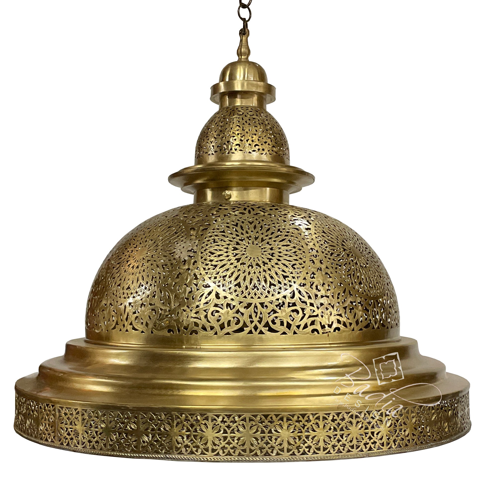 Flat Bottom Brass Chandelier with Intricate Designs