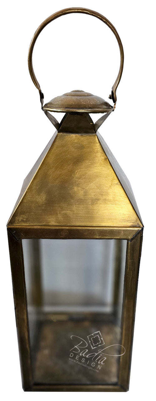 Floor Brass Lantern with Clear Glass