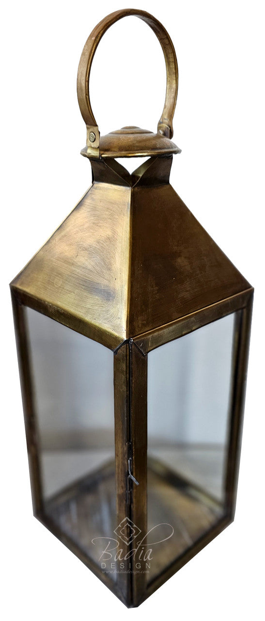 Floor Brass Lantern with Clear Glass