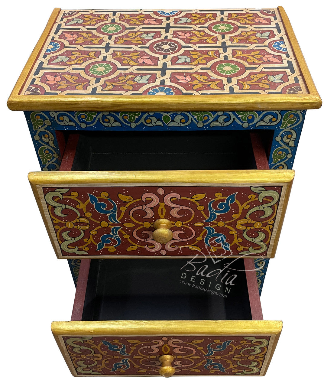 Multi-Color Hand Painted Nightstand