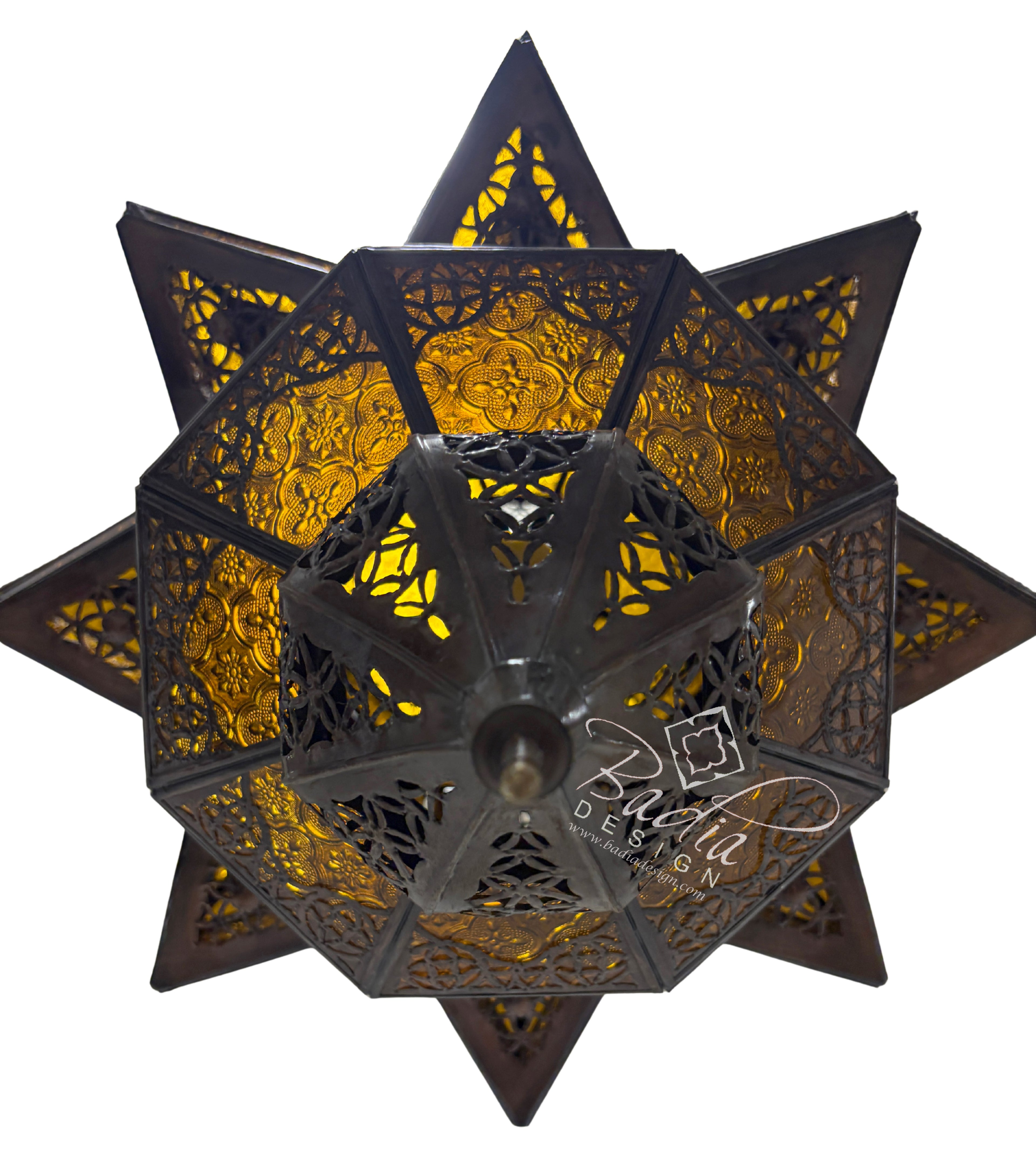 Large Amber Color Glass Lantern