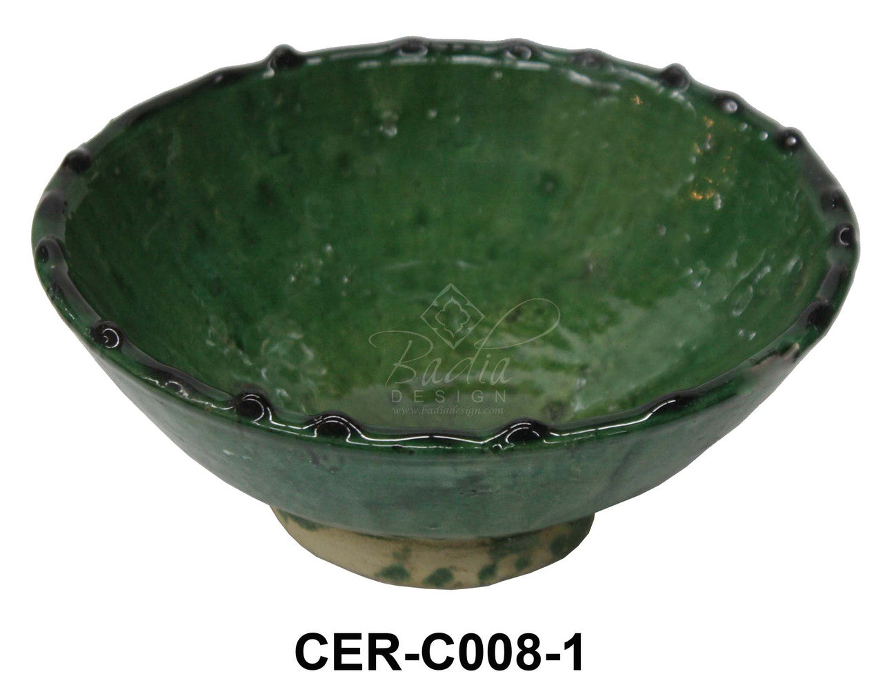 Hand Sculped Glazed Green Tamegroute Pottery
