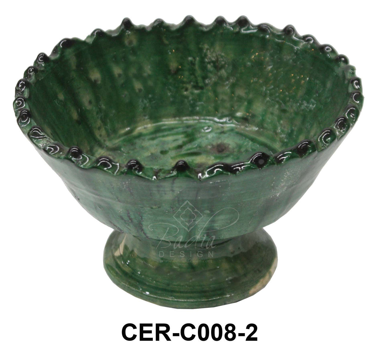 Hand Sculped Glazed Green Tamegroute Pottery