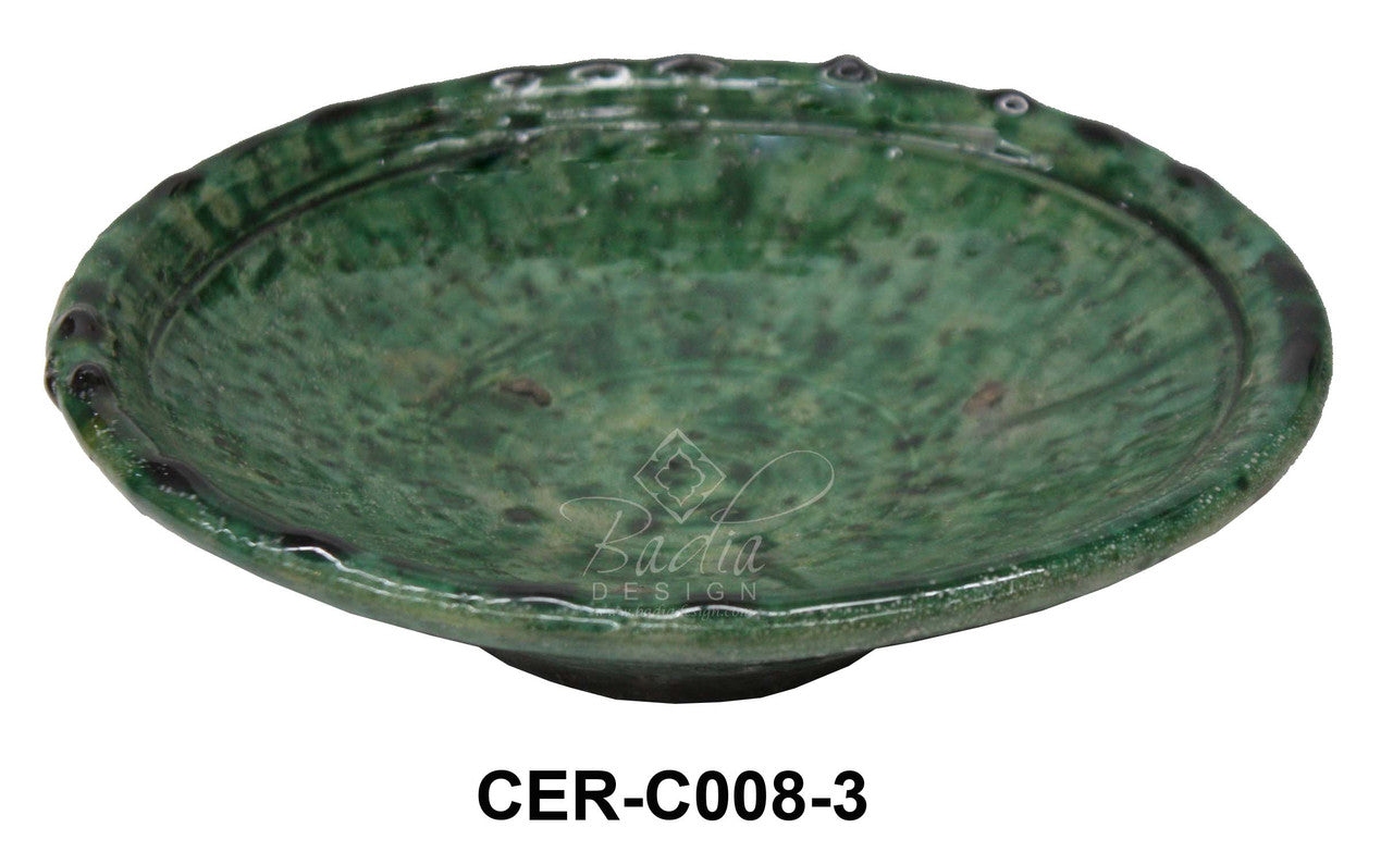 Hand Sculped Glazed Green Tamegroute Pottery