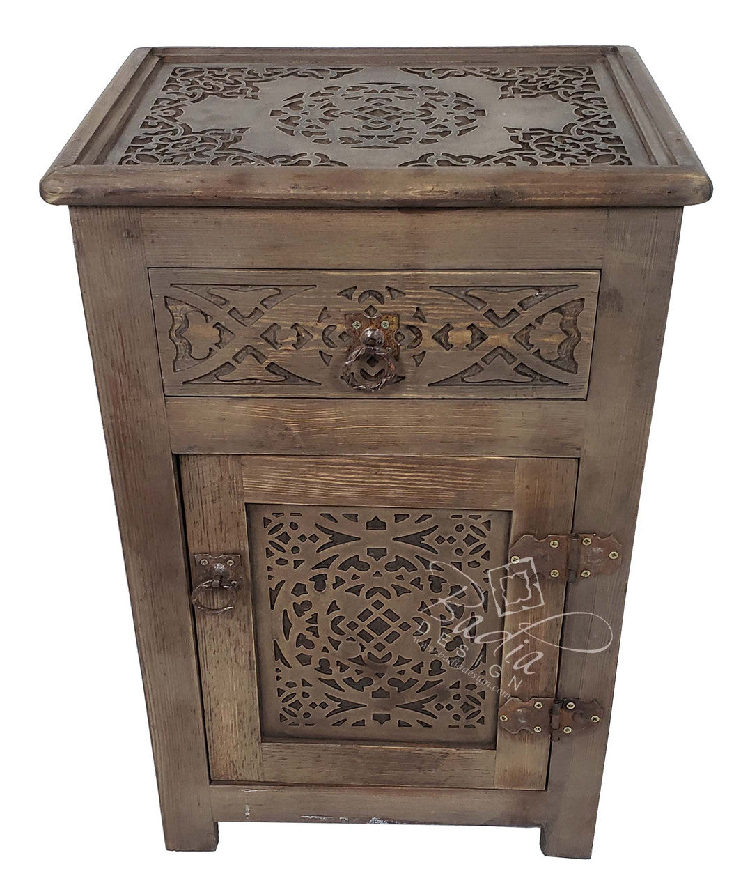 Hand Carved Wooden Nightstand