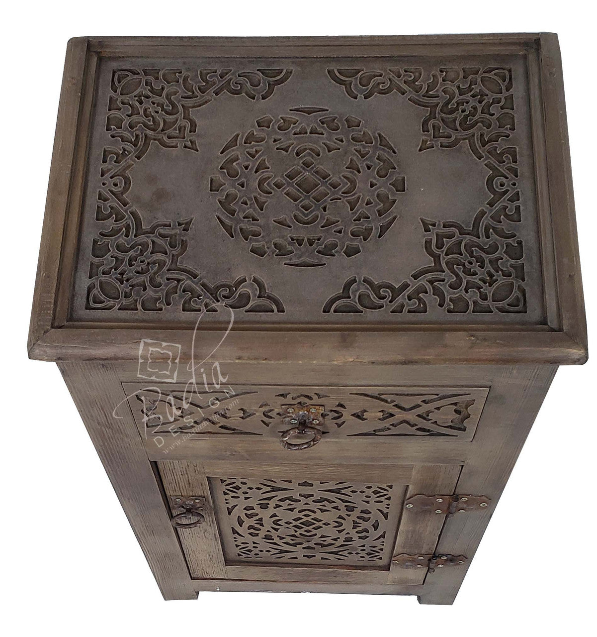 Hand Carved Wooden Nightstand