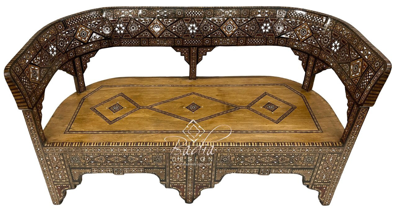 Handcrafted Mother of Pearl Inlay Bench