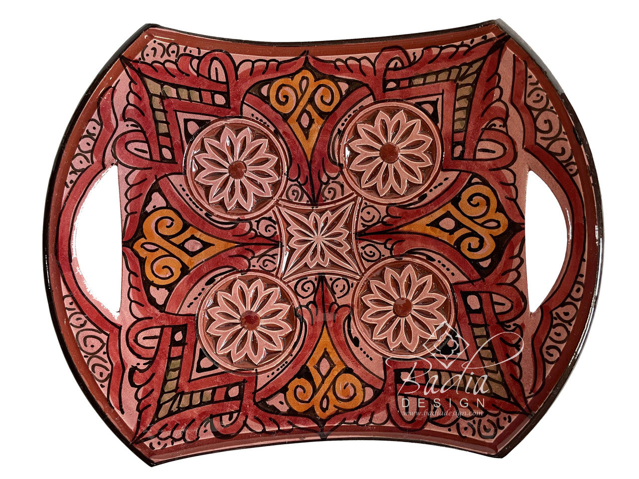 Hand Carved and Painted Ceramic Plate