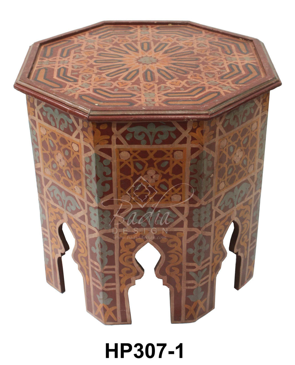 Hand Painted Octagon Shaped Side Table