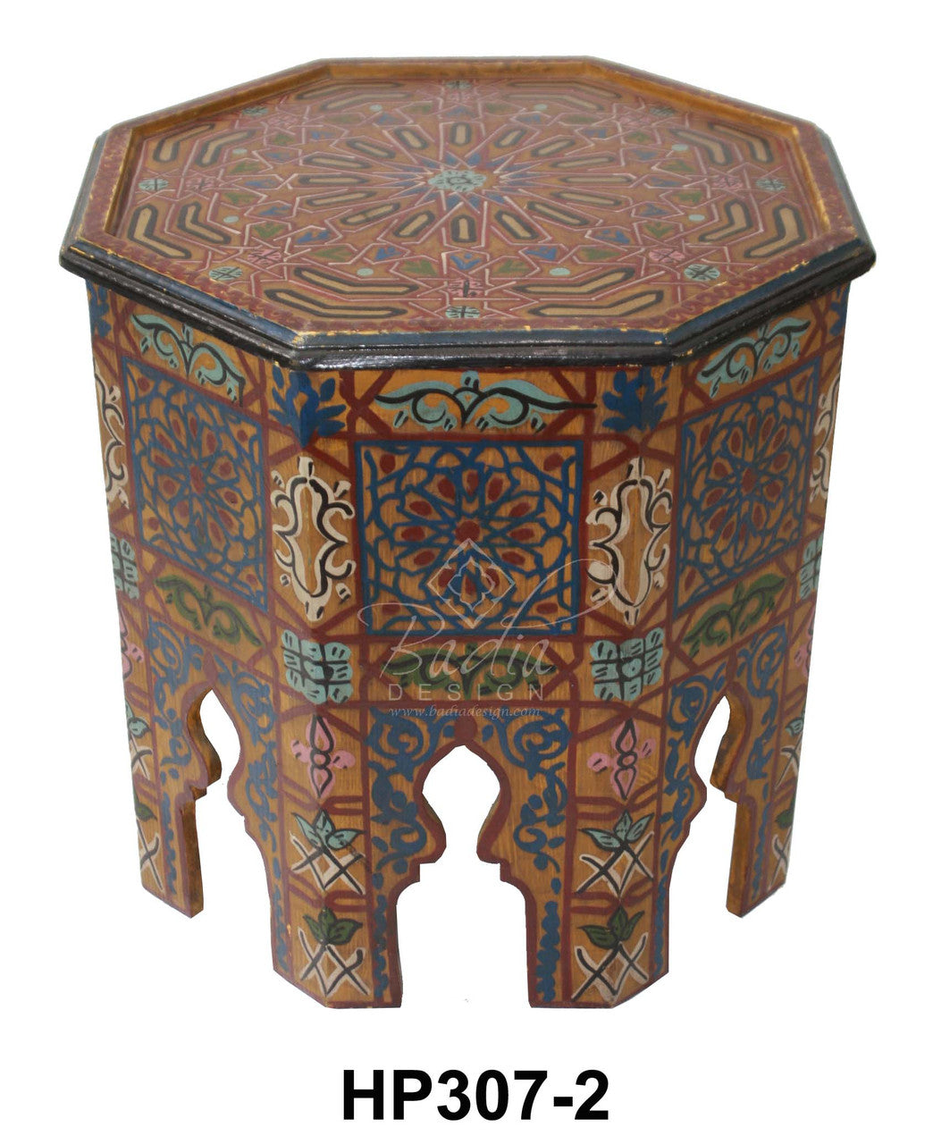 Hand Painted Octagon Shaped Side Table
