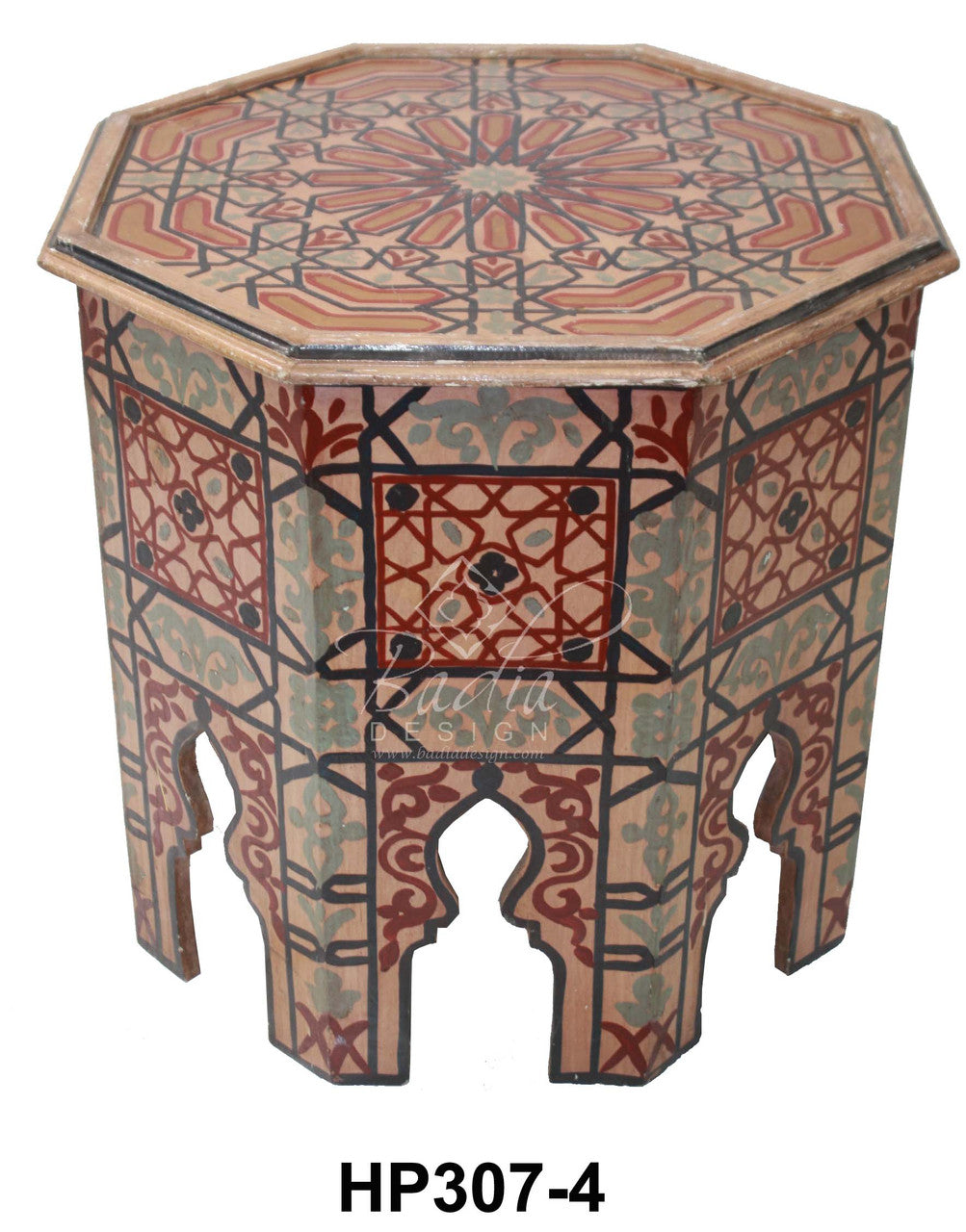 Hand Painted Octagon Shaped Side Table