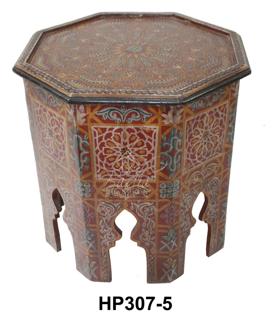Hand Painted Octagon Shaped Side Table
